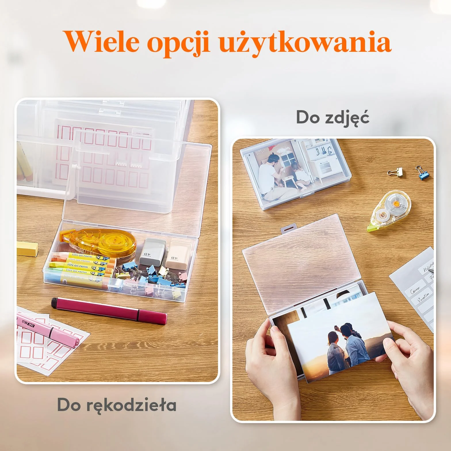 Lifewit Pudełko na Zdjęcia 35 x 19 cm, Organizer Zdjęcia z 14 Przegrodami na 10x15cm 4R, Pojemnik do Przechowywania Zdjęć, Plastikowe Pudełko z Arkuszem Etykiet