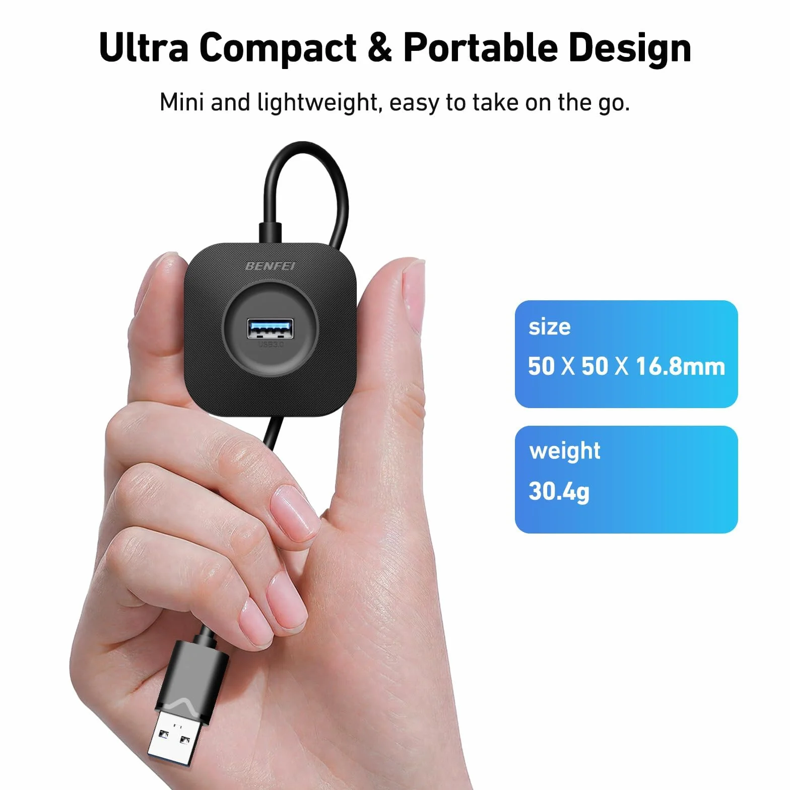 BENFEI Hub USB 3.0 4-portowy rozdzielacz USB A Ultra kompaktowy