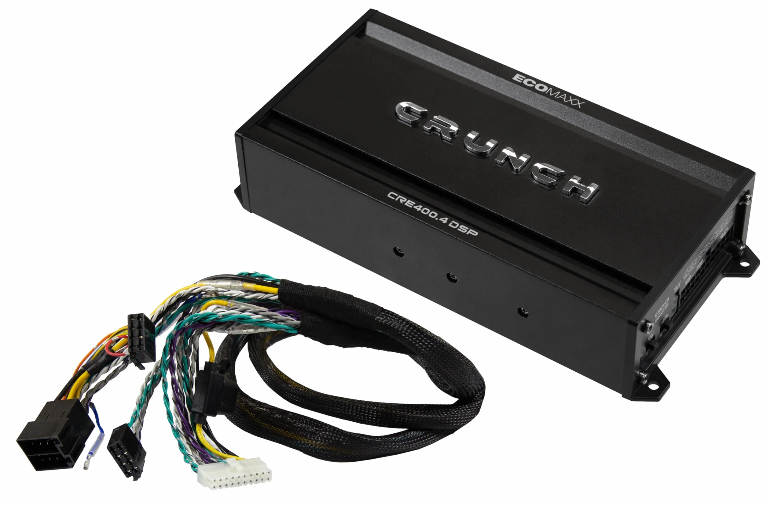 CRUNCH CRE400.4DSP-ISO - 4-kanałowy wzmacniacz samochodowy CLASS A/B - 4 x 50W - z wbudowanym 6-kanałowym 32-bitowym DSP - zintegrowanym Bluetooth dla przesyłania audio i sterowaniem aplikacją |