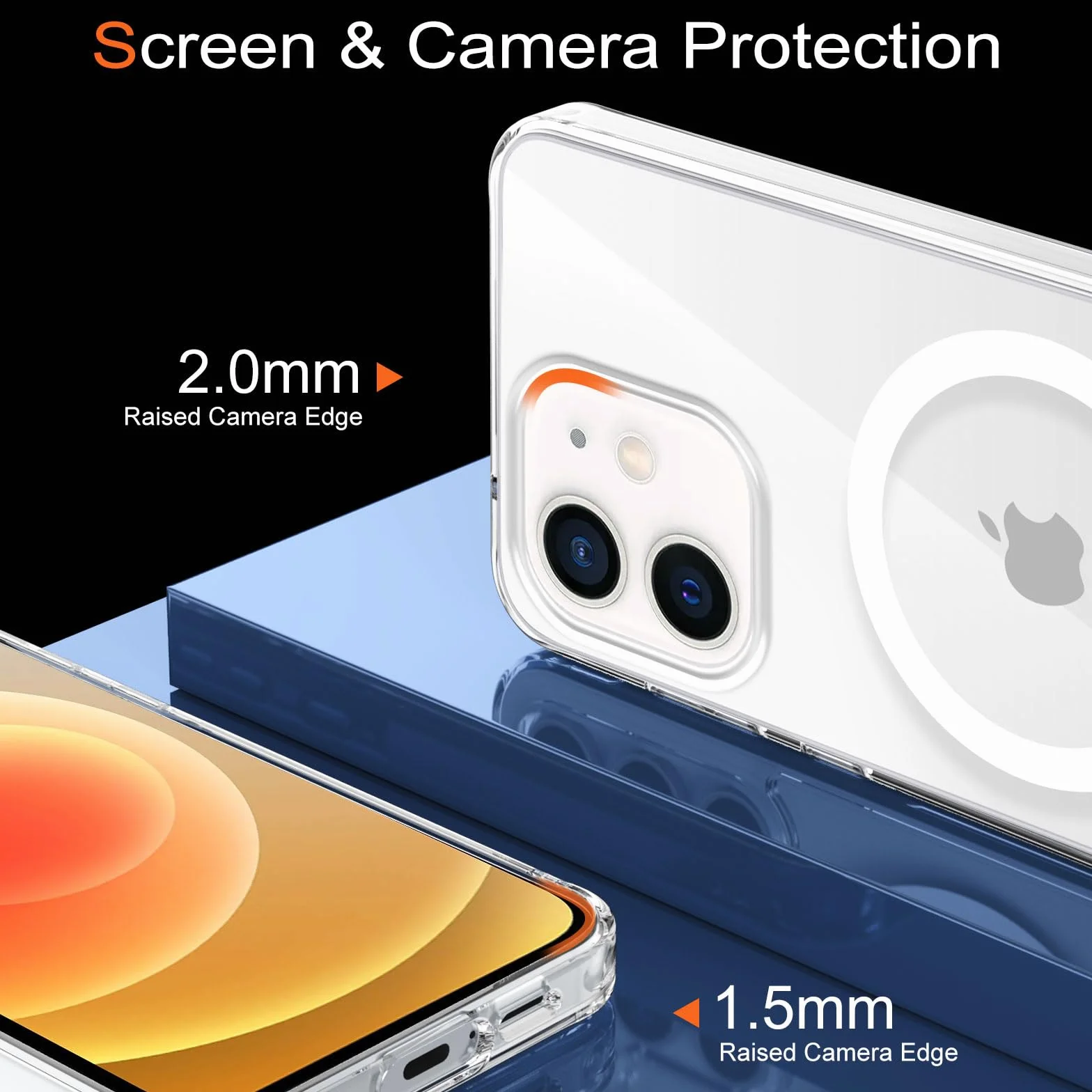 XTCASE Etui do iPhone 12/12 Pro, magnetyczne, kompatybilne z Magsafe, przezroczyste, z metalowym stojakiem, odporne na uderzenia, odporne na zarysowania, przezroczyste