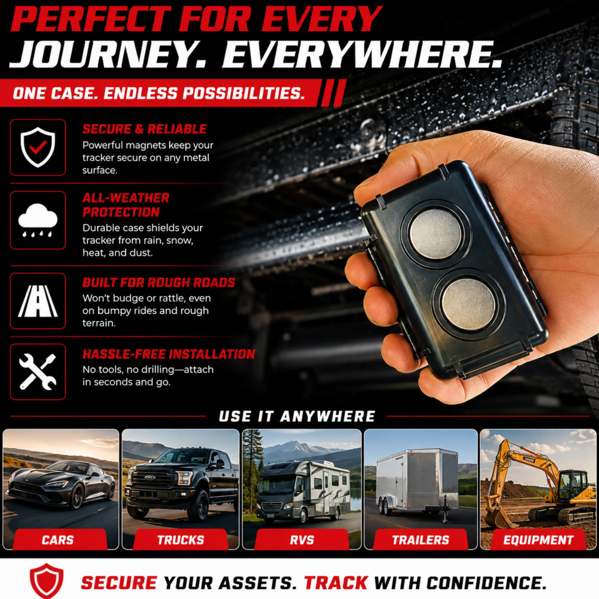 Etui GPS do trackera GL300MG 4G, pojemnik magnetyczny, odporny na warunki atmosferyczne, wodoodporne, wytrzymałe, podwójne magnesy neodymowe | kompatybilne z GL200 GL300 GL300W firmy SpySpot
