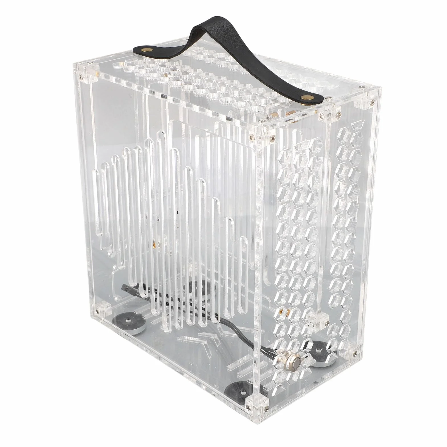 Alomejor Kompaktowa Obudowa Biurkowa Mini ITX z Przezroczystymi Panelami Akrylowymi do Biznesu i Gier 23x20,5x12cm (jasne)
