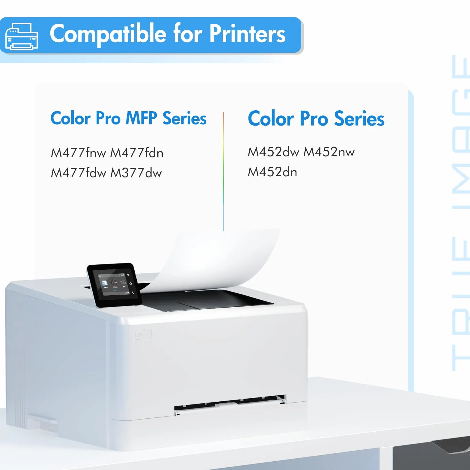 TRUE IMAGE Kompatybilny zamiennik kasety z tonerem do 410X CF410X CF411X CF412X CF413X Laserjet Pro MFP M477fdw M477fdn M377dw M452nw M452dn M477fnw M452dw (czarny, cyjan, żółty, magenta, 4-pak)