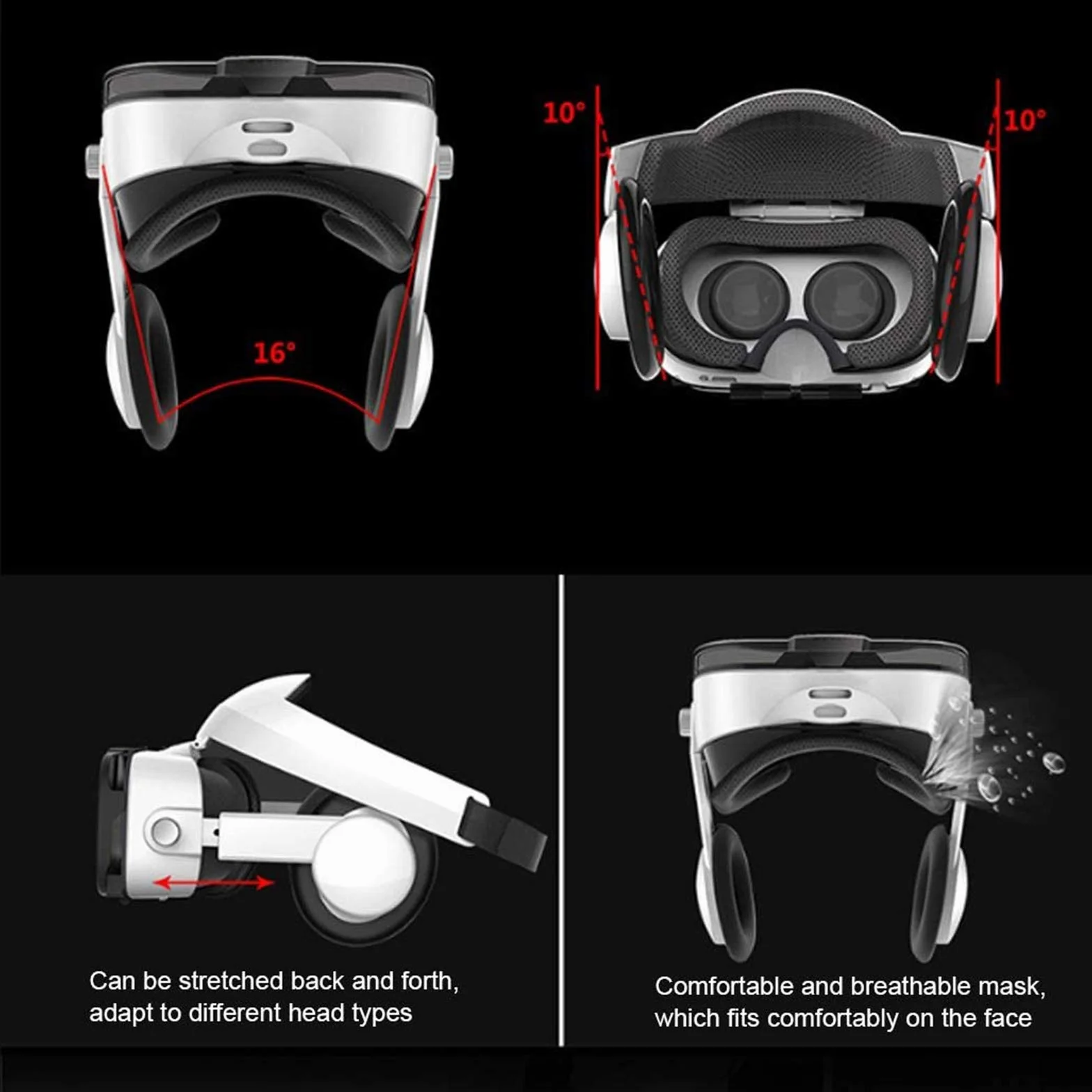 Zestaw słuchawkowy VR, gogle wirtualnej rzeczywistości, wbudowane słuchawki, z polem widzenia 112 stopni, uniwersalne okulary 3D VR, kompatybilne z iPhone i telefonem z systemem Android