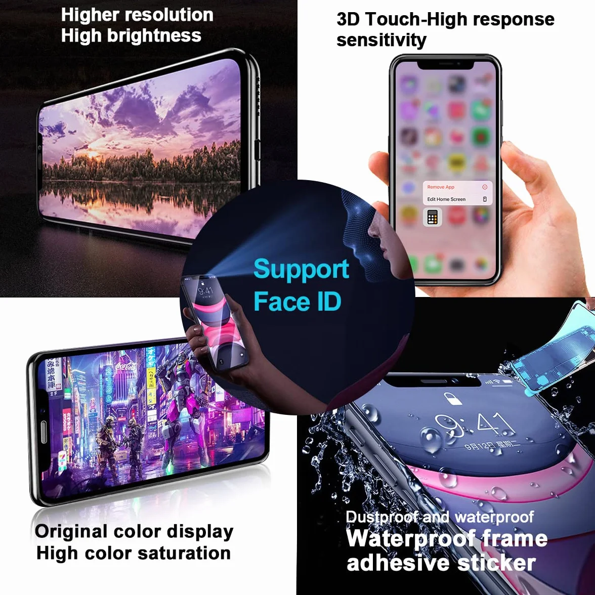 EFAITHFIX do iPhone XR zamiennik ekranu COF 6,1-calowy ekran LCD z zaciskiem przyssawka wyświetlacz dotykowy 3D zespół digitizera do A1984/A2105/A2106/A2108 narzędzie do naprawy szkła hartowanego wodoodporny klej