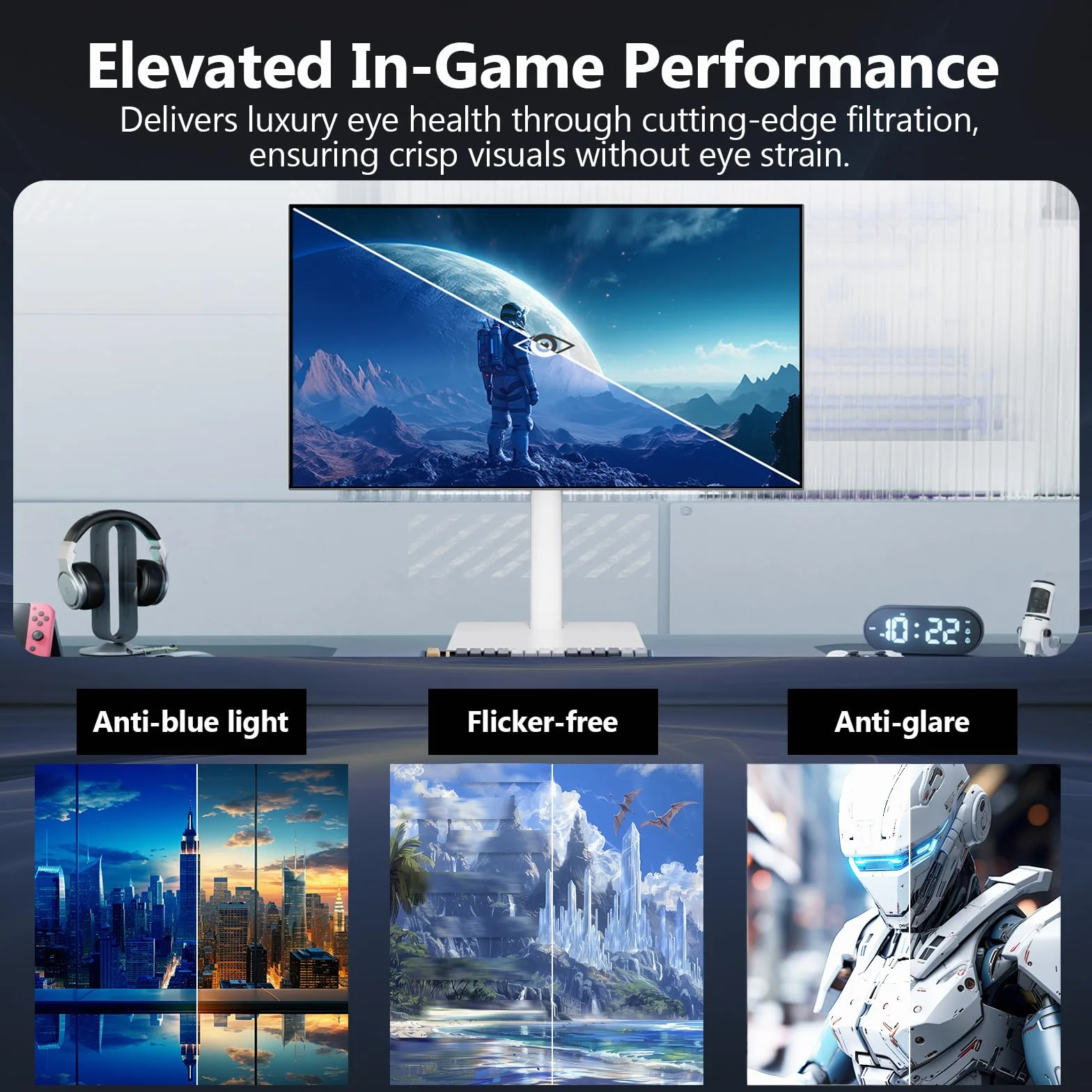 Z-Edge AGEX 27-calowy Monitor Biały Gamingowy QHD 144Hz 2K 2560x1440 Szybki IPS MPRT 1ms, Monitor LED, 350 cd/m², FreeSync, HDR10, DP & HDMI, Regulacja Wysokości, Przechylny, Obrotowy, Pivot, Czarny