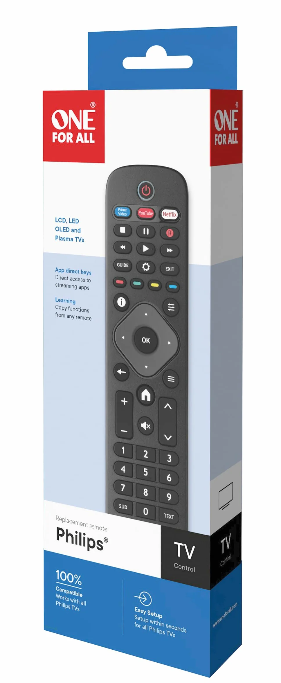 One For All URC4913 Pilot zamienny Philips TV IR Czarny