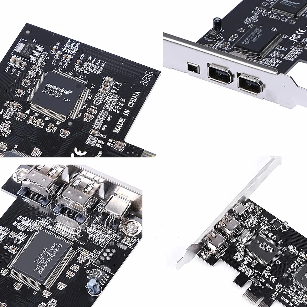 Karta PCIe Firewire do 10, IEEE 1394 4-portowy kontroler adaptera PCI Express (3 x 6 pinów i 1 x 4-pinowy), adapter 1394a PCI-E Firewire 800 do 7/8/Mac OS z kablem