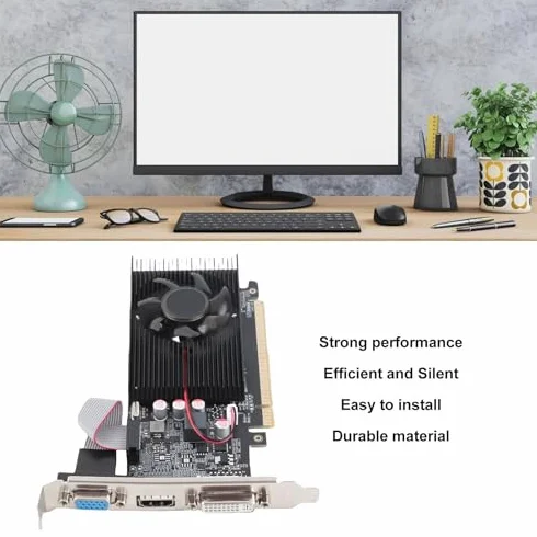 Bewinner Karta graficzna GT710, 2 GB DDR3 64-bitowa karta graficzna, niskoprofilowa karta graficzna komputera, PCI Express 2.0 X16, wyjście HDMI VGA DVI, stacjonarna, karta graficzna do gier dla