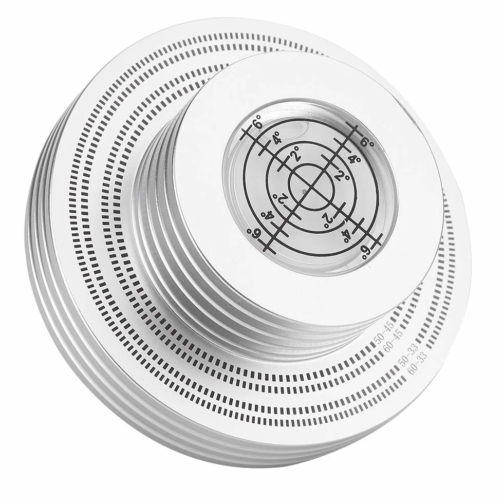 Stabilizator wagi płyty LP, zacisk talerzowy gramofonu z precyzyjnym gradientem, całkowicie aluminiowy stabilizator do płyt 33 obr./min/45 obr./min, miękka podkładka bazowa zmniejsza wibracje i chroni