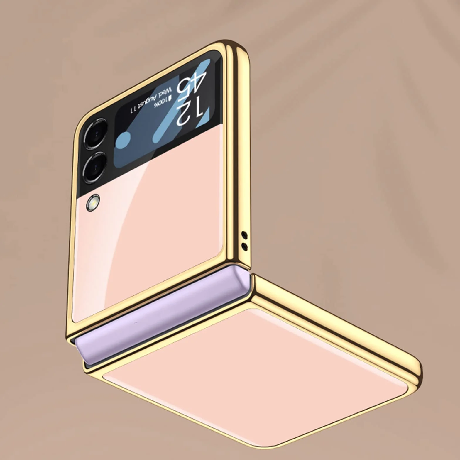 Etui do Samsung Galaxy Z Flip 3 5G ultracienkie szkło hartowane etui na telefon osłona moda galwanizowana PC tylna osłona z osłoną ekranu aparatu, fioletowe