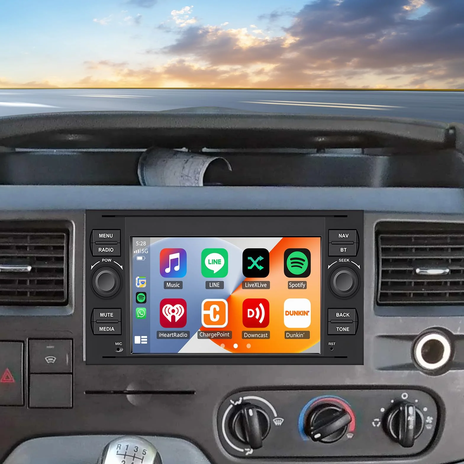 Radio samochodowe z systemem Android 13 do Ford Transit 2006-2011, 7-calowy wyświetlacz 4 + 64 G Carplay do Car Play i Android Auto z GPS, WiFi, Bluetooth, FM, SWC Mirror Link Split Screen + kamera