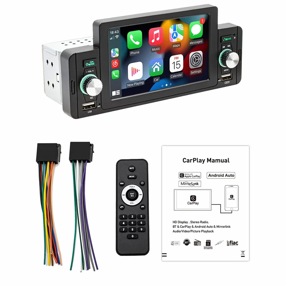 5-calowy samochodowy odtwarzacz MP5 stereo Odbiornik radiowy FM BT z automatycznym gniazdem Android Rozmowa głośnomówiąca USB/odtwarzanie łącza telefonicznego Pomoc w odwróceniu Sterowanie na