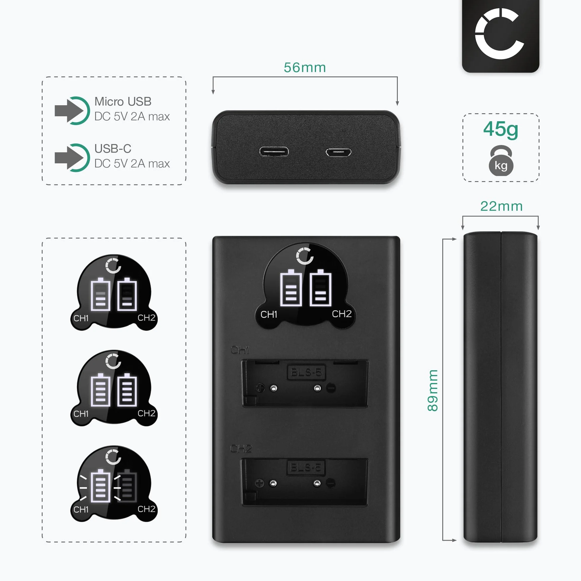 CELLONIC 2 x bateria kompatybilna z Olympus E-450, E-P7, BCS-1 | 2x, (1000 mAh-7,4 V-Litowo-jonowy), Kamera Akku