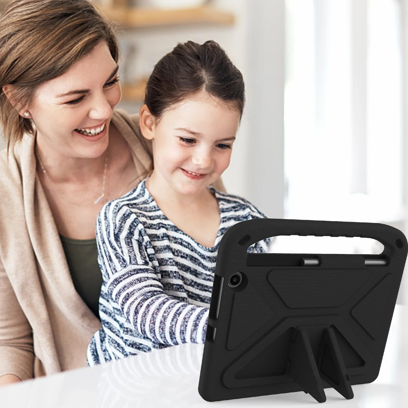 Etui na tablet Kompatybilny z Fire Max 11" 2023, amortyzujący wstrząsy, uchwytem, ​​pianką EVA, ​​solidne etui na tablet dla dzieci, lekkie(Noir)