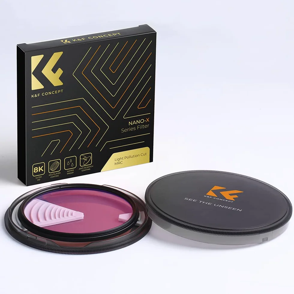 K&F CONCEPT 82 mm naturalny filtr nocny filtr światła filtr zanieczyszczenia | Wielowarstwowe szkło optyczne HD antyodblaskowe, do fotografii miejskiej nocnej Sky Star Astrophotography Nano-X Series FE707