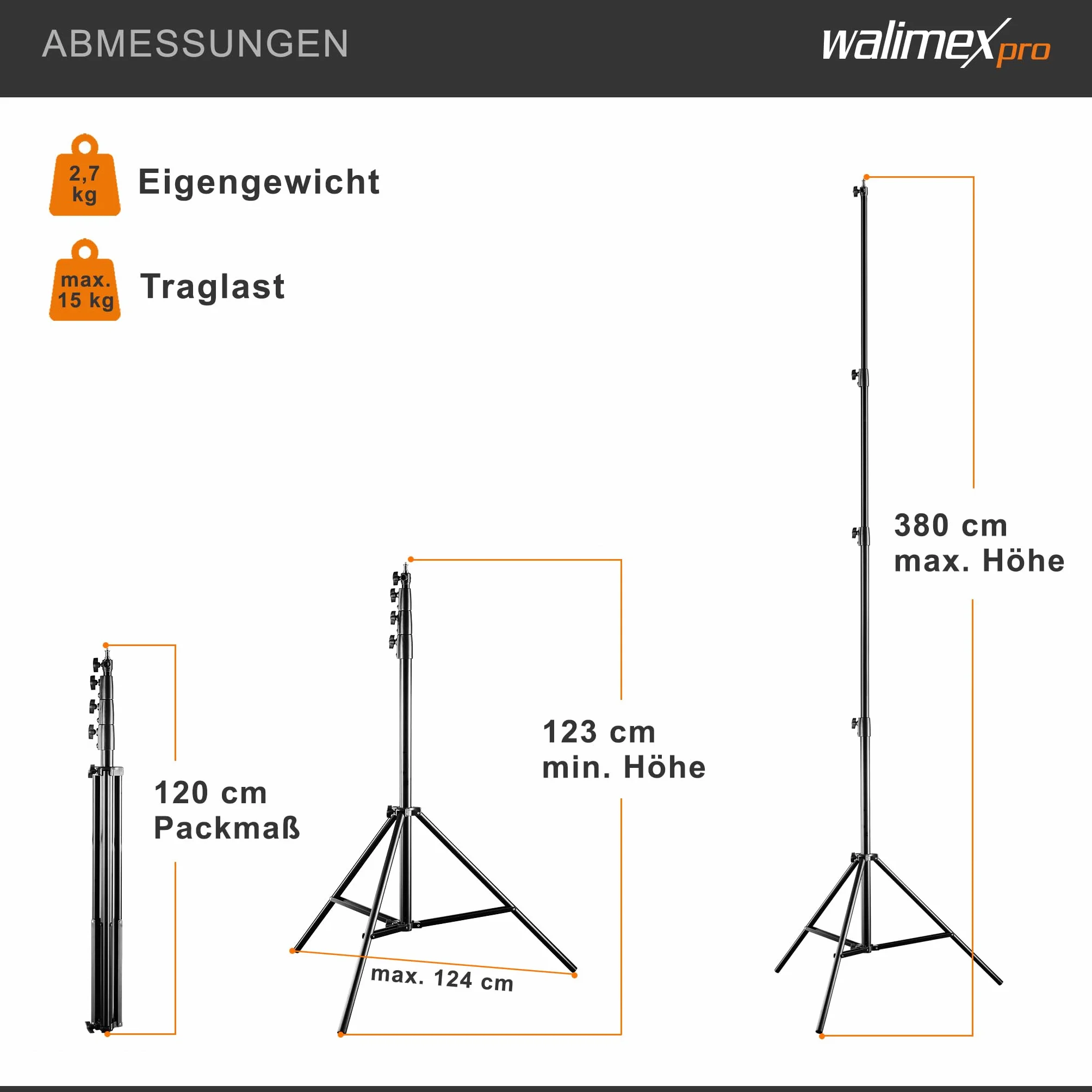 walimex pro 19670 statyw do lampy Walimex Pro air 380 cm