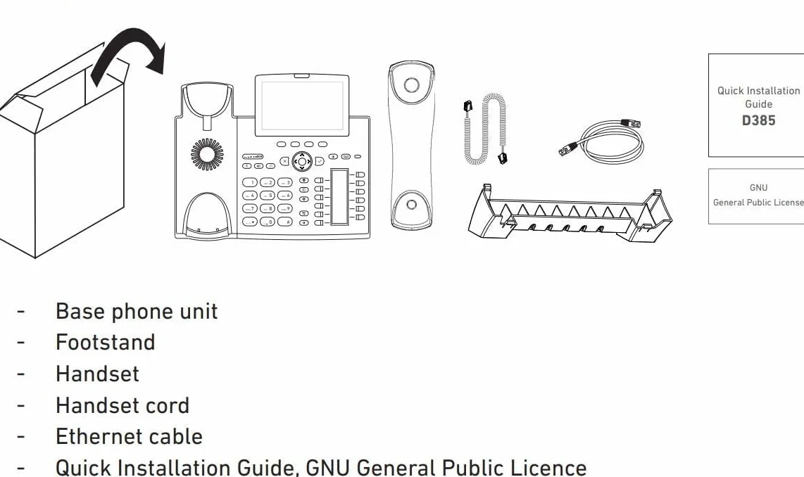 Snom Telefon biurkowy D385 IP, kolor + SmartScreen, 12 tożsamości SIP, przełącznik hakowy z czujnikiem, Bluetooth, USB, 48 kluczy samoopisujących (12 fizycznych), czarny, 0004340