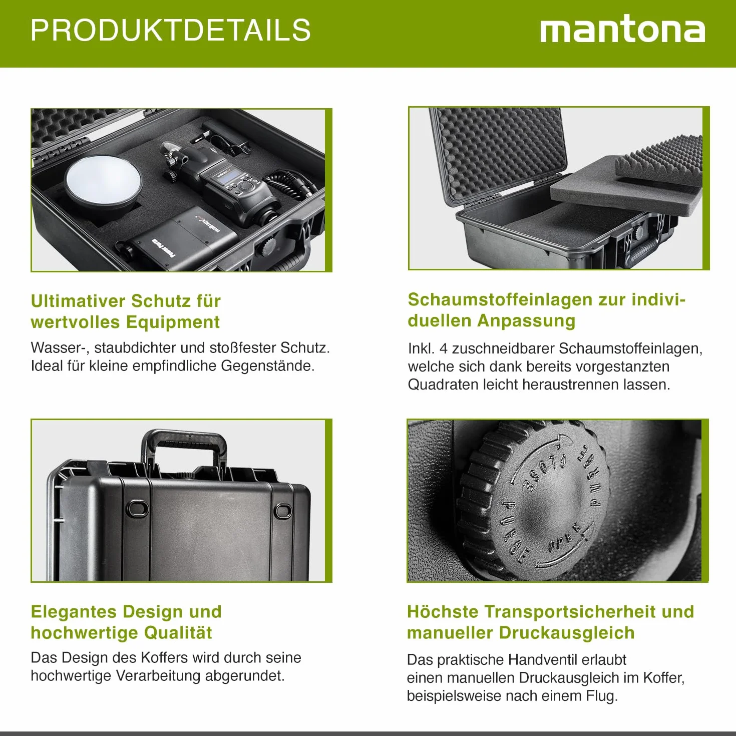 Mantona Outdoor Fotokoffer do aparatu DSLR, GoPro Action Cam/sprzęt fotograficzny (rozmiar M, wodoodporny, odporny na wstrząsy, pyłoszczelny) czarny