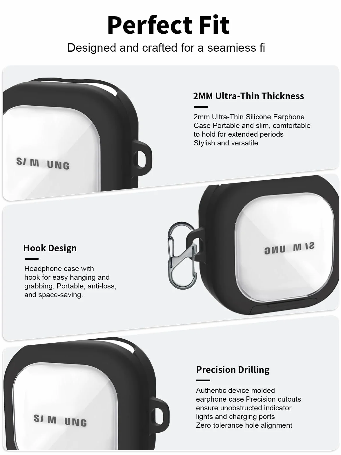 Etui na słuchawki Samsung Buds 4 Pro, miękka obudowa TPU + PC, wodoszczelne, toergy odporne na uderzenia, zarysowania, łatwe do przenoszenia, ze smyczą, breloczkiem do kluczy i zestawem do czyszczenia
