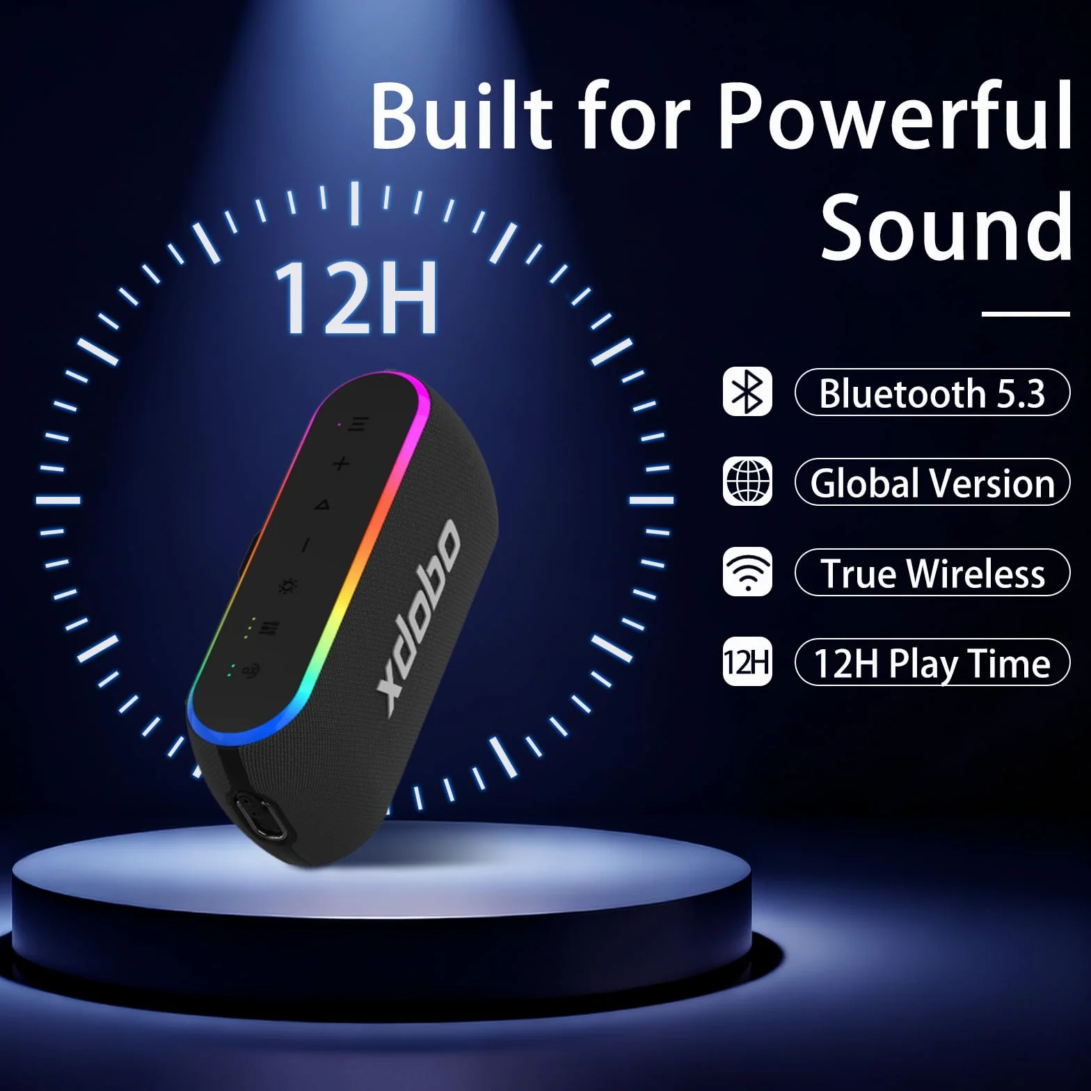 xdobo X8 III przenośny głośnik Bluetooth, 60 W ze światłami RGB, dźwięk przestrzenny TWS, typ C