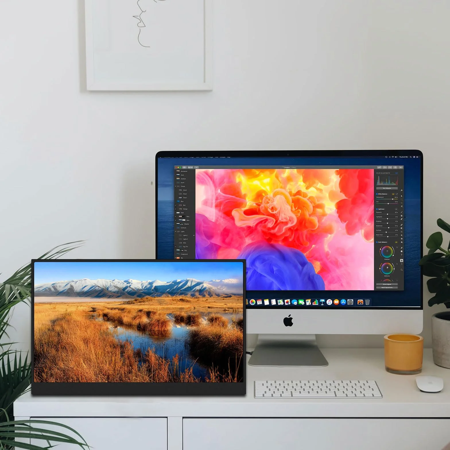 CYCLUS Przenośny monitor 21,5 cala 120 Hz przenośny monitor 1920 x 1080 Full HD IPS Wbudowany ekran obsługuje HDMI USB C do laptopa Konsola do gier, kompatybilny z VESA