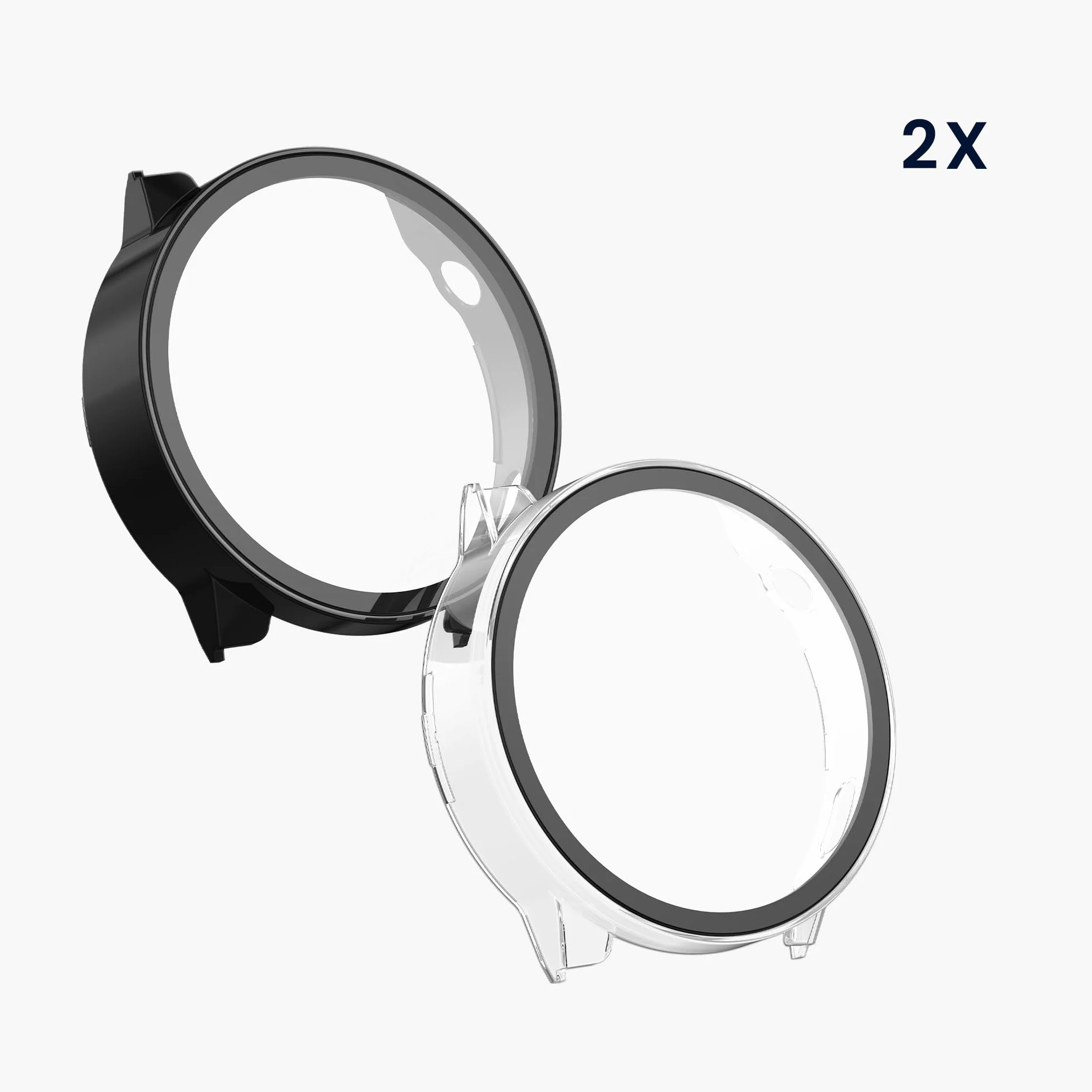 kwmobile Etui kompatybilne z Garmin Venu 4 45mm obudowa - 2X obudowa z hartowanego szkła do trackera fitness - przezroczysta-czarna