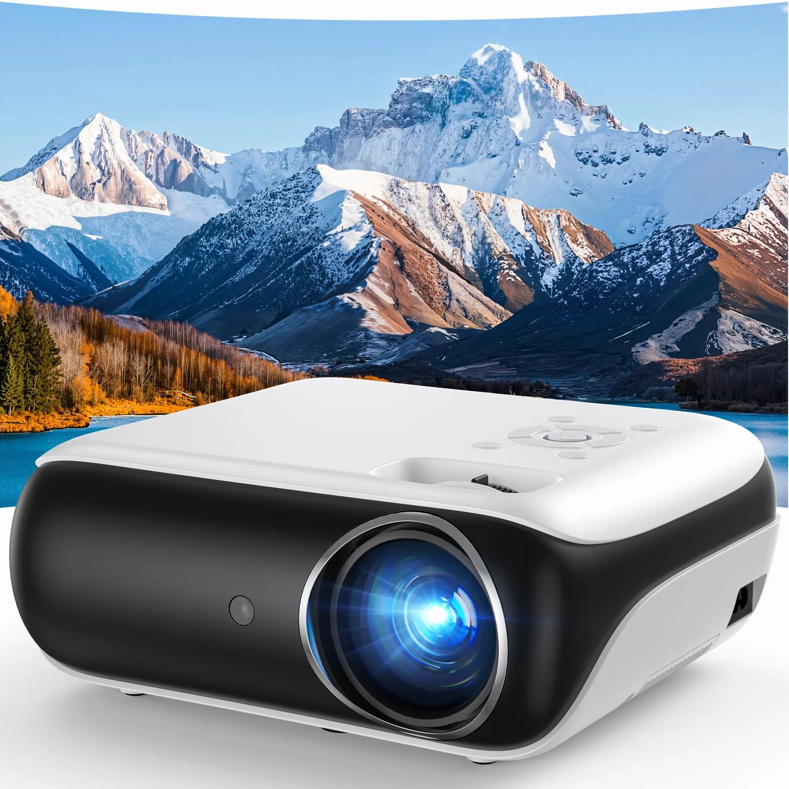 【Google TV Official】 Smart Mini Projector 4K, HAPPRUN 1000 ANSI 1080P Full HD Projektor z Dolby Audio, WiFi6 Bluetooth 5.2 Projektor kina domowego, sterowanie głosowe, z Netflix, Prime Video, Youtube