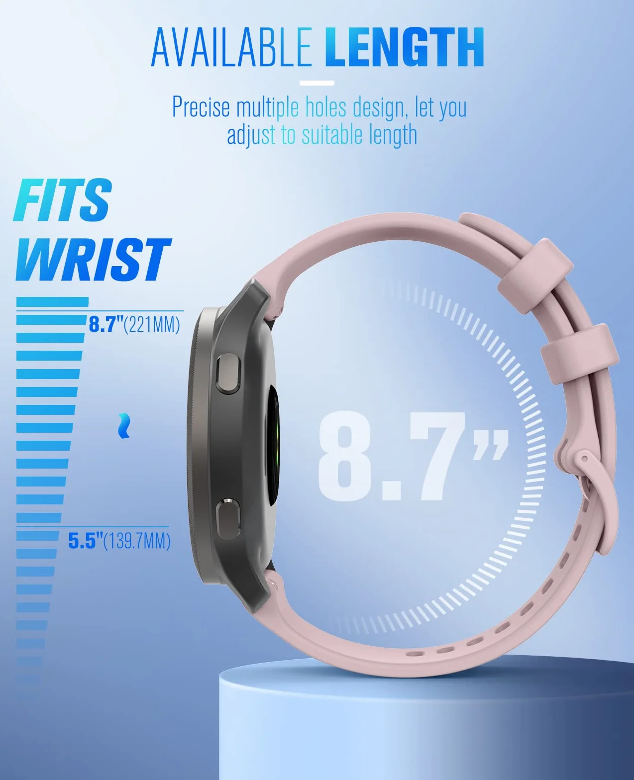 MoKo Watch Band Compatible with Garmin Vivoactive 4S/Venu 4 41mm/3S/2S/Forerunner 265S/255S/255S Music/Vivomove 3S, 18mm Soft Silicone Replacement Watch Band Sport Wristband