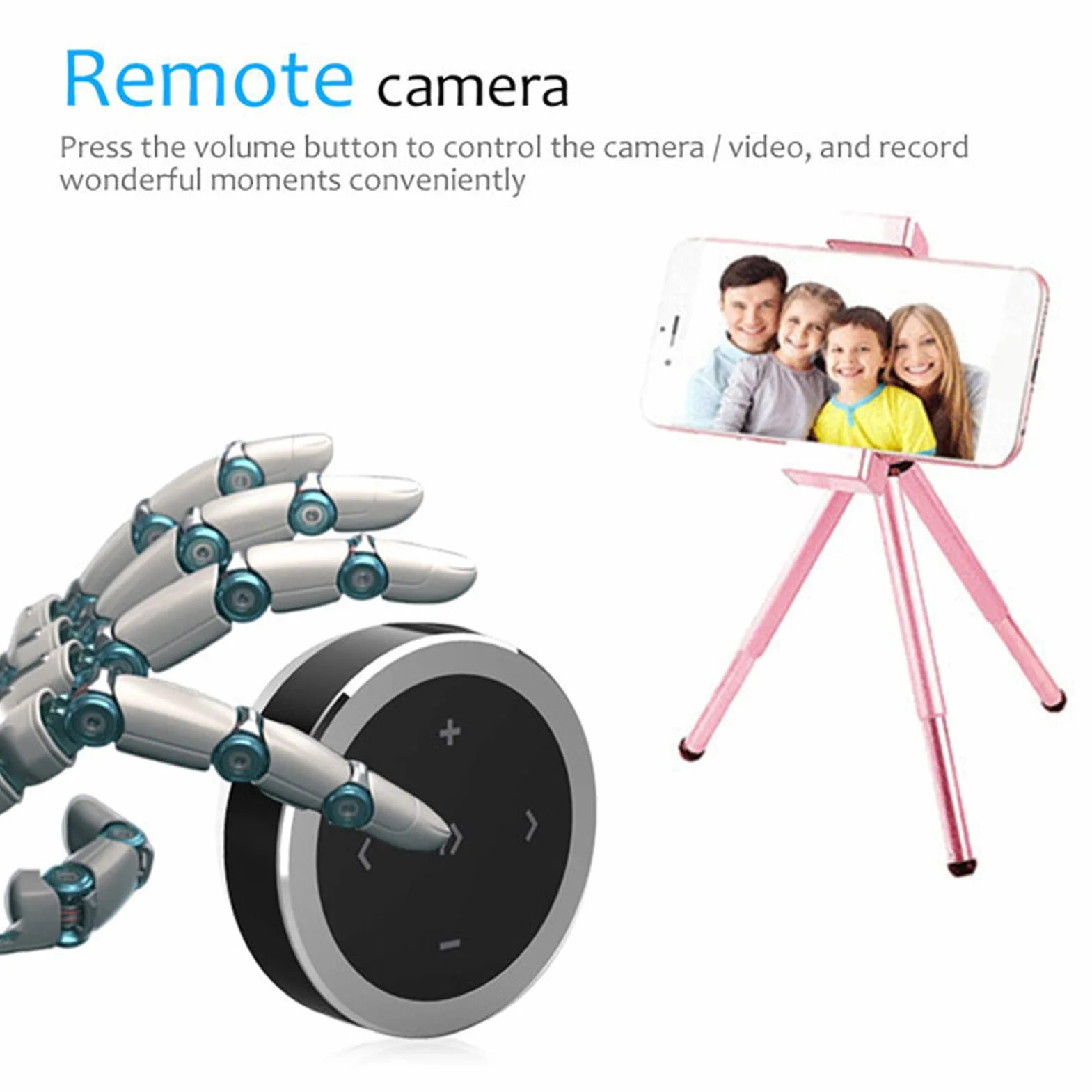 Bezprzewodowy Pilot Bluetooth do Kierownicy Samochodu, Kompatybilny z iPhone i Android