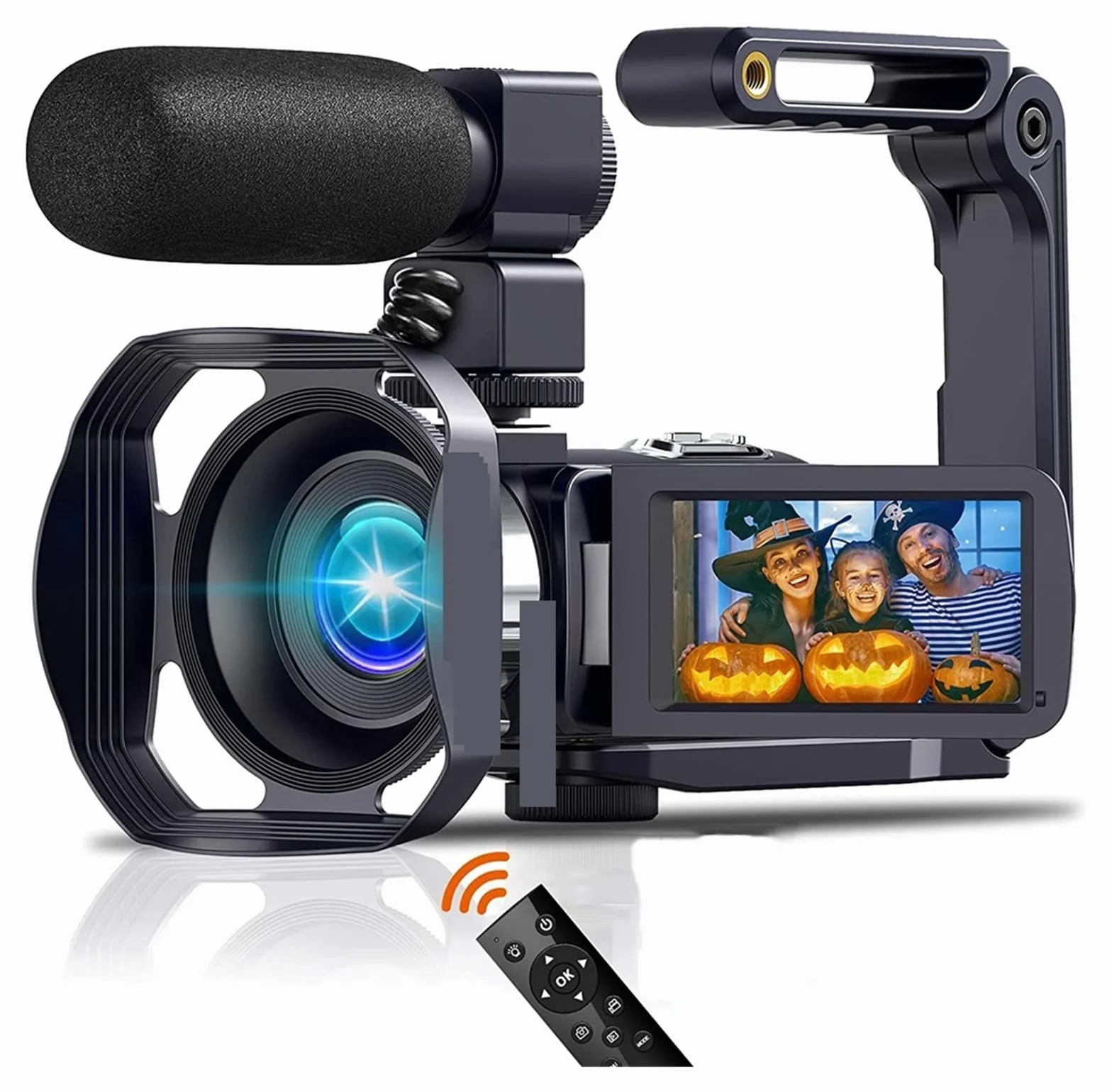 Aparat cyfrowy, 18-krotny zoom rejestrator wideo 4K z poklatkowym czasem, ekran dotykowy, 48 MP, zawiera kartę SD do vlogowania i fotografowania