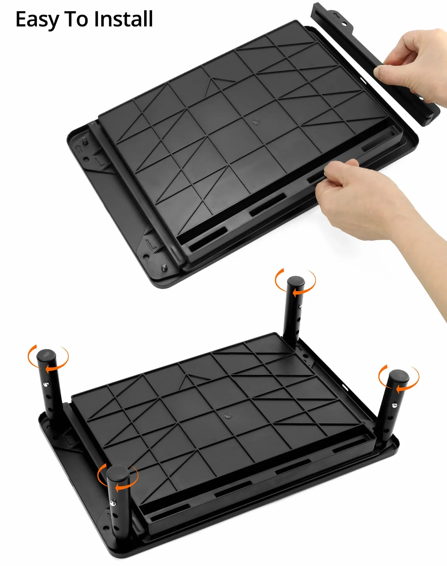 QWORK® Stojak pod monitor z szufladą, 3 poziomy regulacji, nośność 20 kg, do monitora komputera PC, laptopa, projektora, 37x23cm