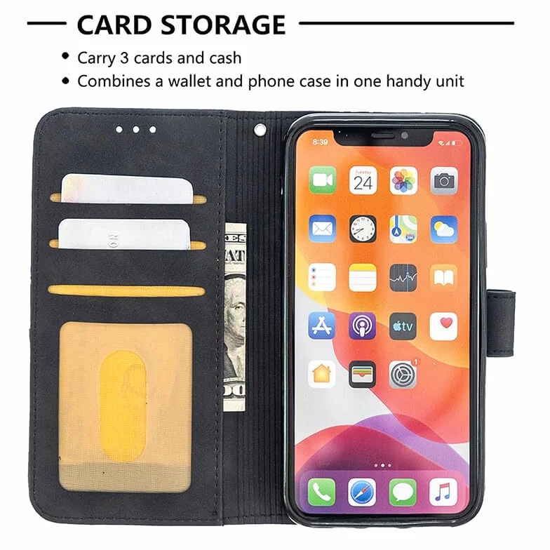 dla iPhone 13 PRO (kolor: niebieski) Trwały skórzany portfel Magnetyczne etui z klapką do gniazd kart telefonicznych
