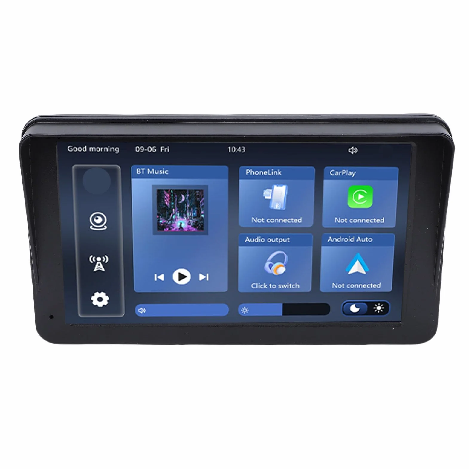 VGEBY Bezprzewodowy Ekran do Odtwarzania Samochodu, Przenośny 7-calowy Ekran Dotykowy HD, łączność Bluetooth i Wi-Fi dla łatwej Integracji ze Wszystkimi Pojazdami