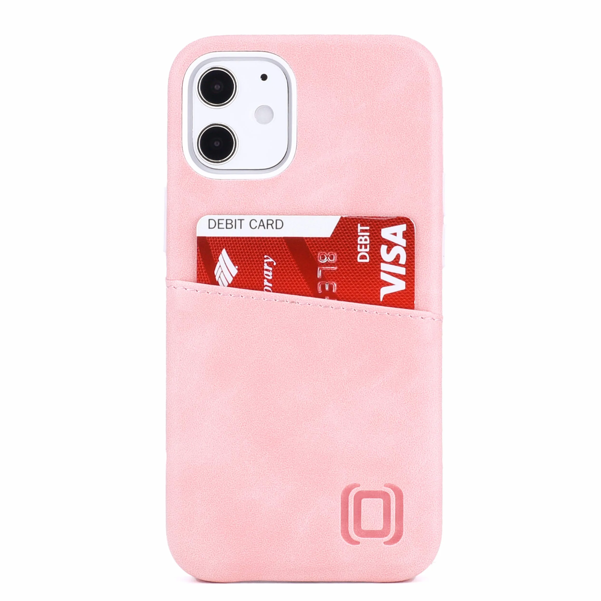 Dockem Etui portfelowe na iPhone 12 mini, wbudowana metalowa płytka magnetyczna, 1 uchwyt na kartę, 13.7 cm, gładka skóra syntetyczna różowy