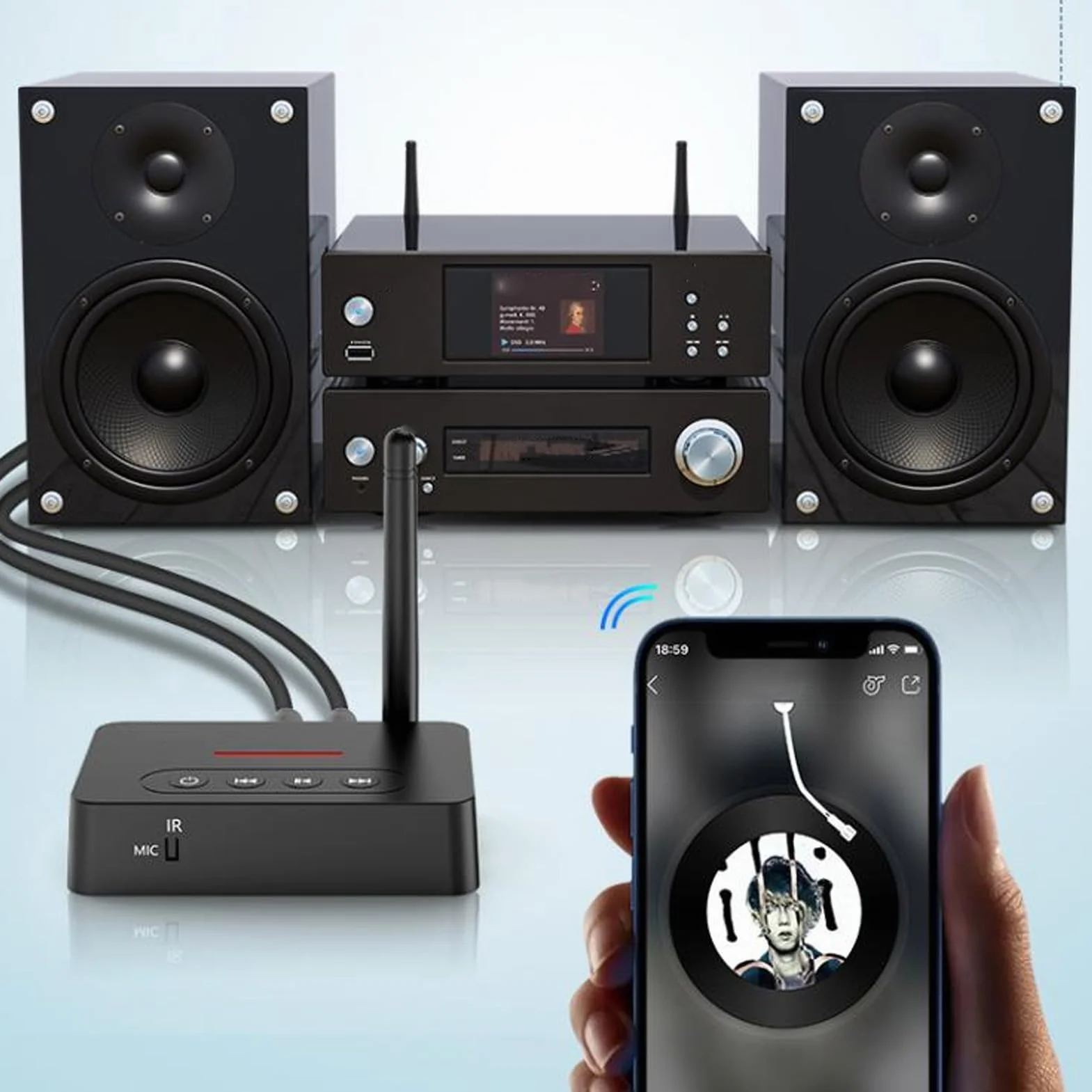 Nadajnik-odbiornik Dźwięku Bluetooth 5.1, Adapter Audio Bluetooth HiFi 2 w 1 z Optycznym Złączem AUX RCA, funkcją NFC, do Domowego Systemu Dźwiękowego i Samochodowego Zestawu