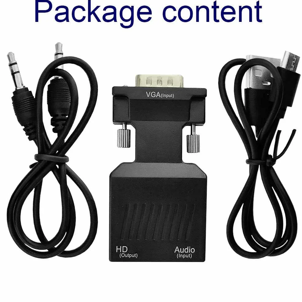 Ociodual Aktywne gniazdo VGA do HDMI adapter z kablem audio wideo Full HD 1080p konwerter