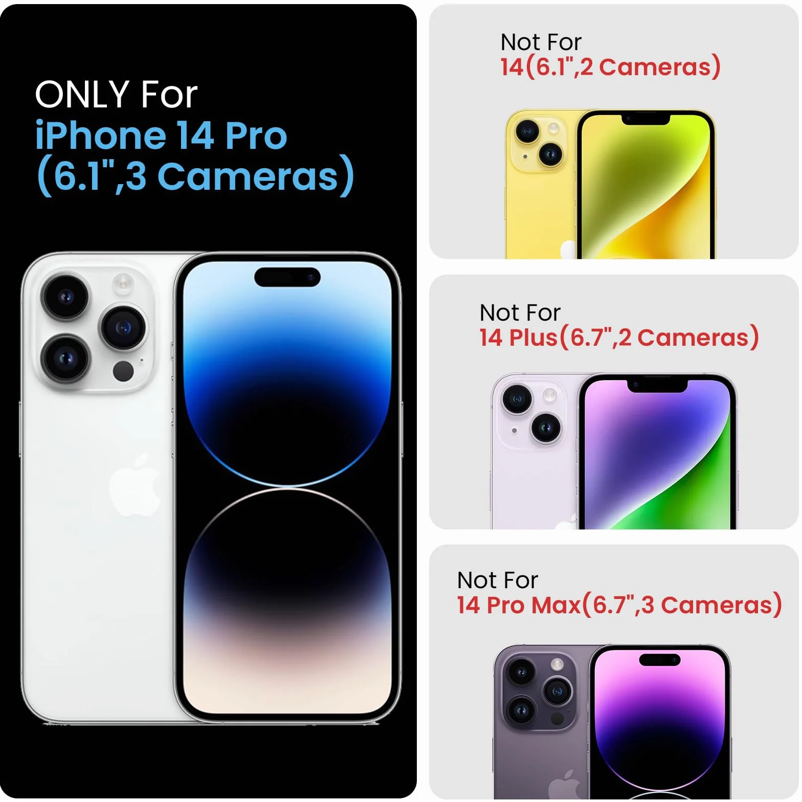 FireNova Etui na iPhone'a 14 Pro, ulepszone silikonowe etui [ochrona aparatu] etui na telefon z [2 ochraniaczami ekranu], miękka, odporna na zarysowania wyściółka z mikrofibry wewnątrz, 15.5 cm