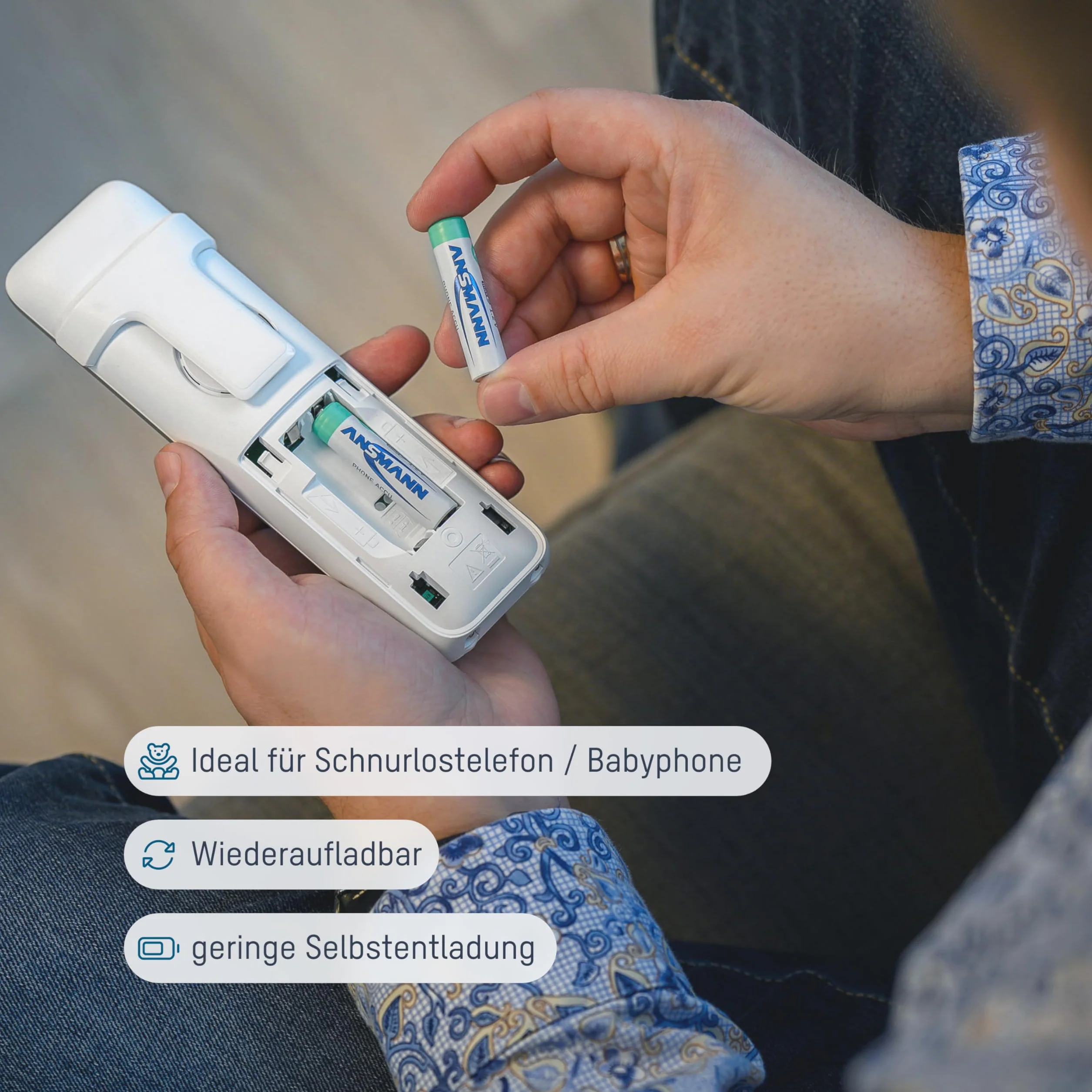 ANSMANN Bateria do telefonu AAA 800 mAh NiMH 1,2 V (3 sztuki) - baterie DECT Phone Micro AAA do ładowania, maksymalne niskie samorozładowanie, idealne do telefonu bezprzewodowego, niania dziecka,