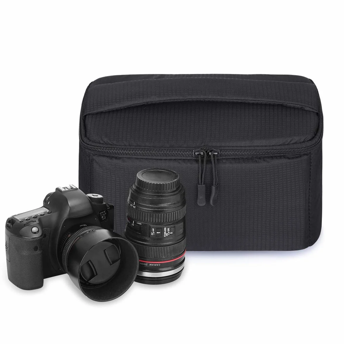 S-ZONE Wyściełana składana torba na aparat do lustrzanki DSLR TLR Sony Canon Nikon lub Flash, Czarny, Teczka