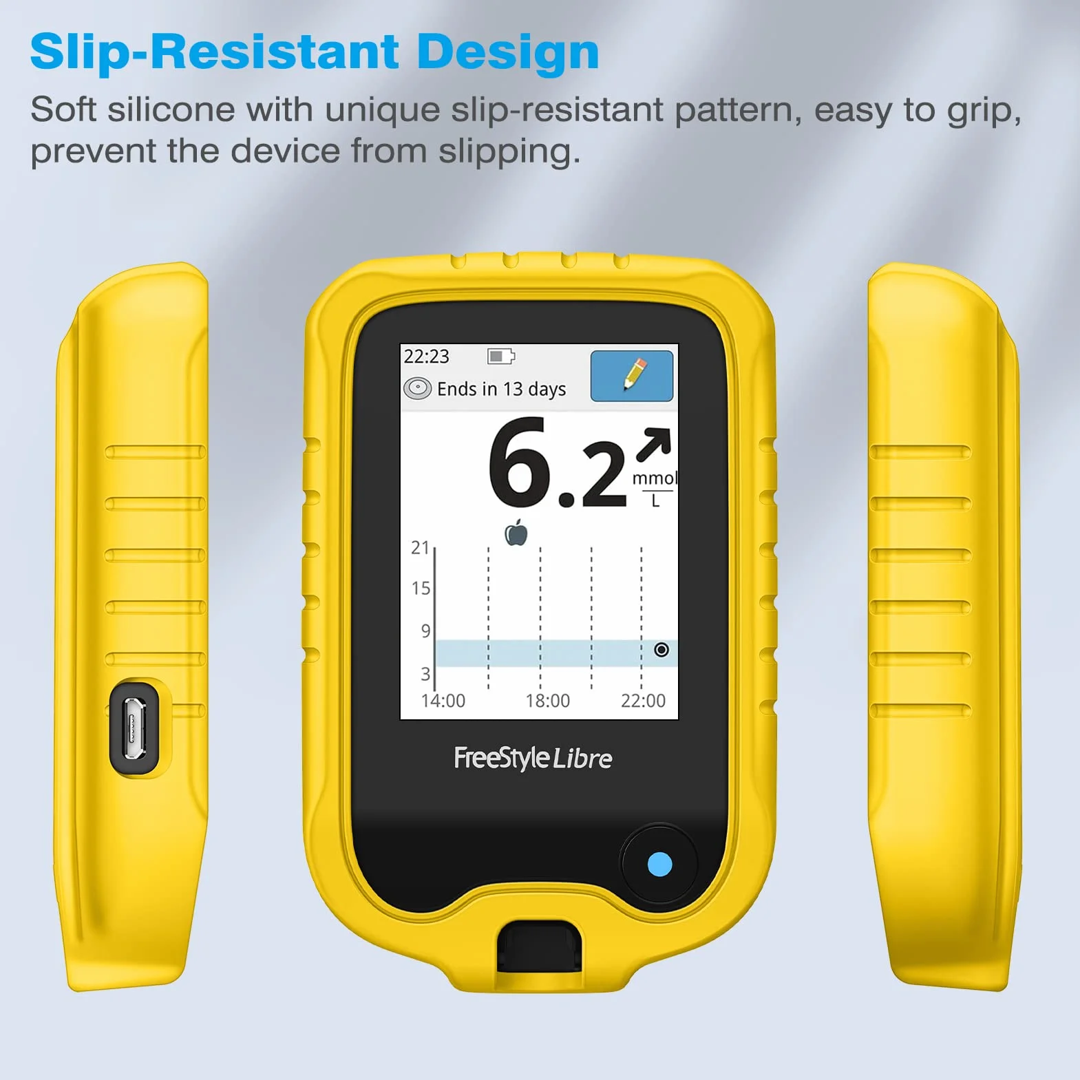 MEDMAX Silicone Étui pour Freestyle Libre Léger Coque Anti-dérapante Housse de Protection Compatible avec Freestyle Libre 2