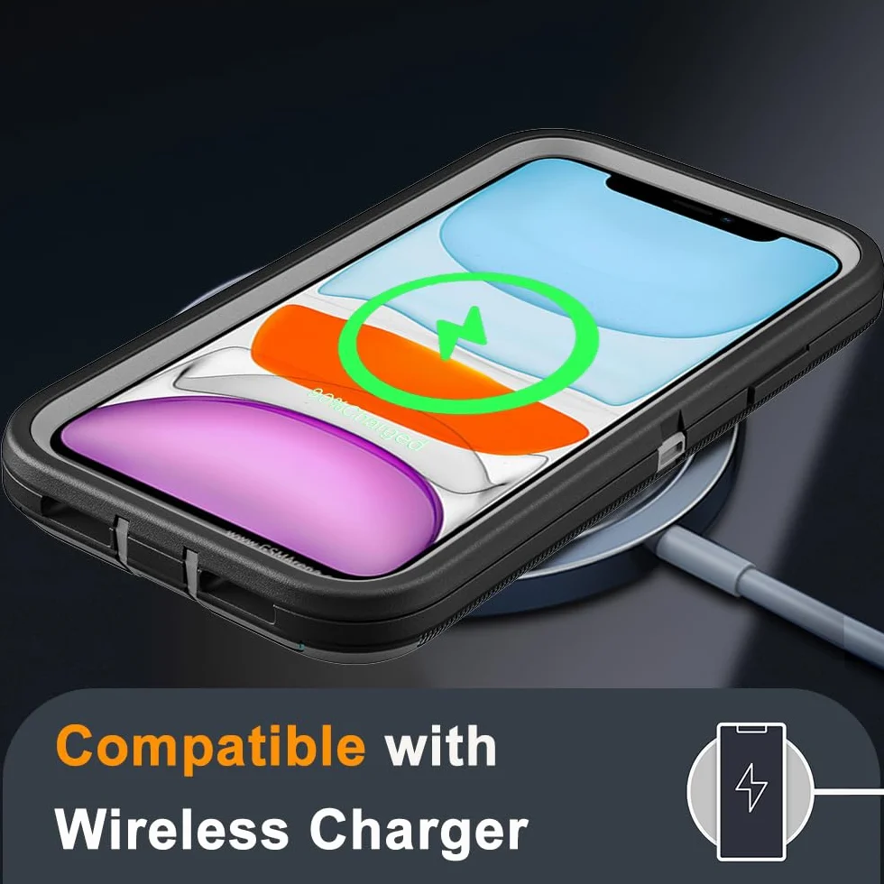 Etui do iPhone'a 11 z 2 szt. ochraniaczy ekranu ze szkła hartowanego i 1 szt. ochraniaczy obiektywu aparatu, klasa wojskowa 3 w 1, wytrzymałe, odporne na wstrząsy, upadki, kurz, czarne
