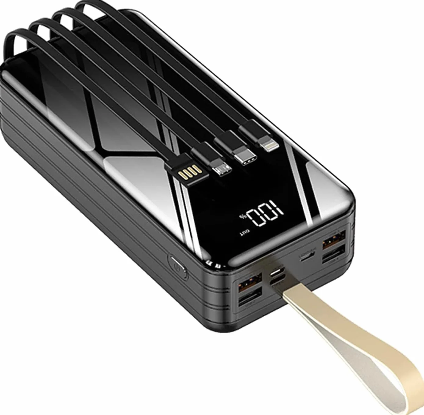 Przenośna ładowarka powerbank wbudowane kable do ładowania prosta stylowa i kompaktowa konstrukcja szybkie ładowanie 40000-100000 mAh akumulator USB o dużej pojemności do smartfonów, tabletów, konsol