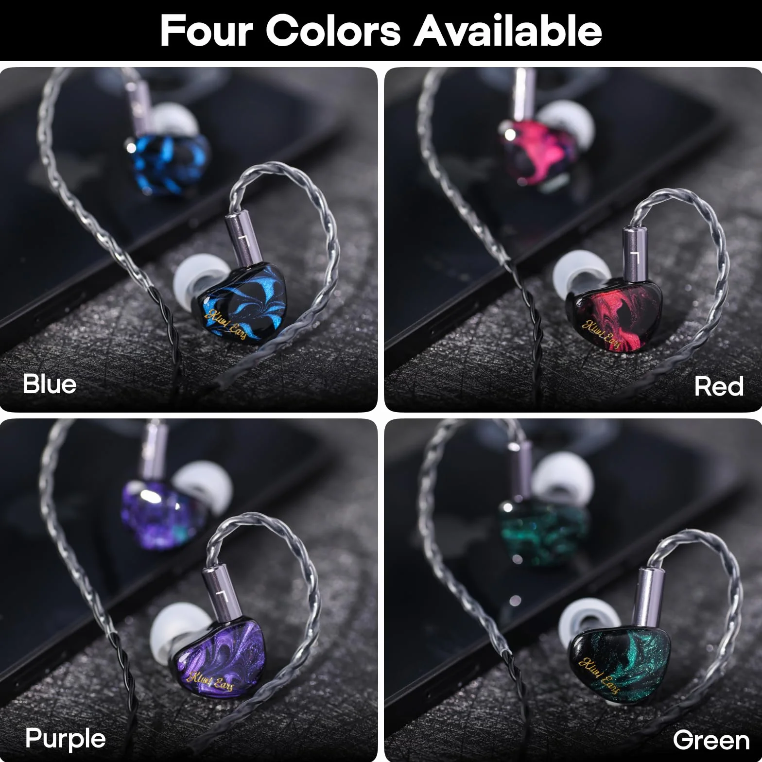 Kiwi Ears Cadenza w monitorze usznym, 10 mm beryllium Dynamic Driver IEM, przewodowe słuchawki HiFi Studio z wnęką drukowaną 3D, odłączany 2-pinowy kabel IEM 3,5 mm dla audiofilów
