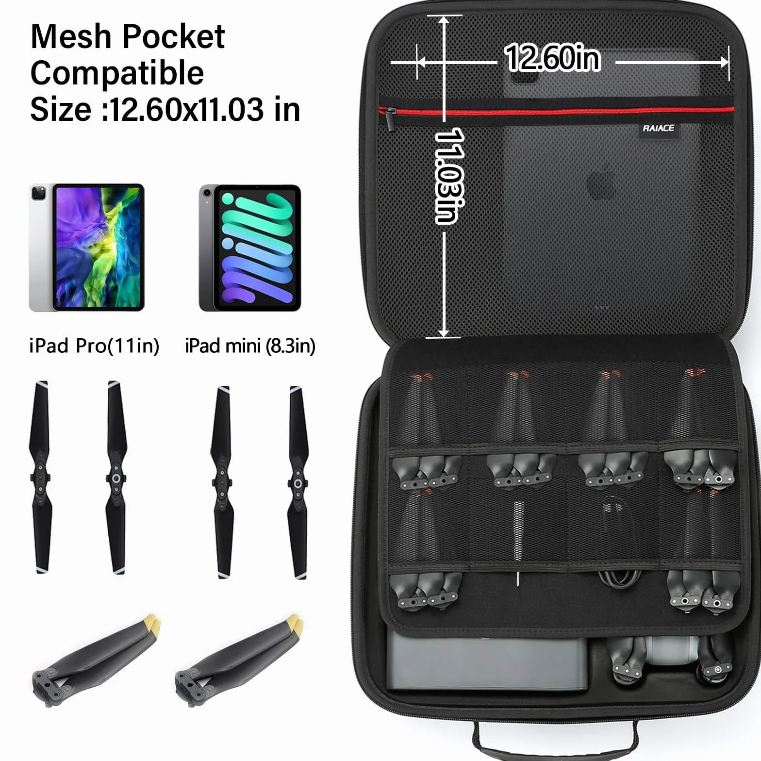 RAIACE Hard Travel Carrying Case kompatybilne z DJI Air3, DJI RC 2/ DJI RC-N2 i ich akcesoriami. (tylko walizka), czarny