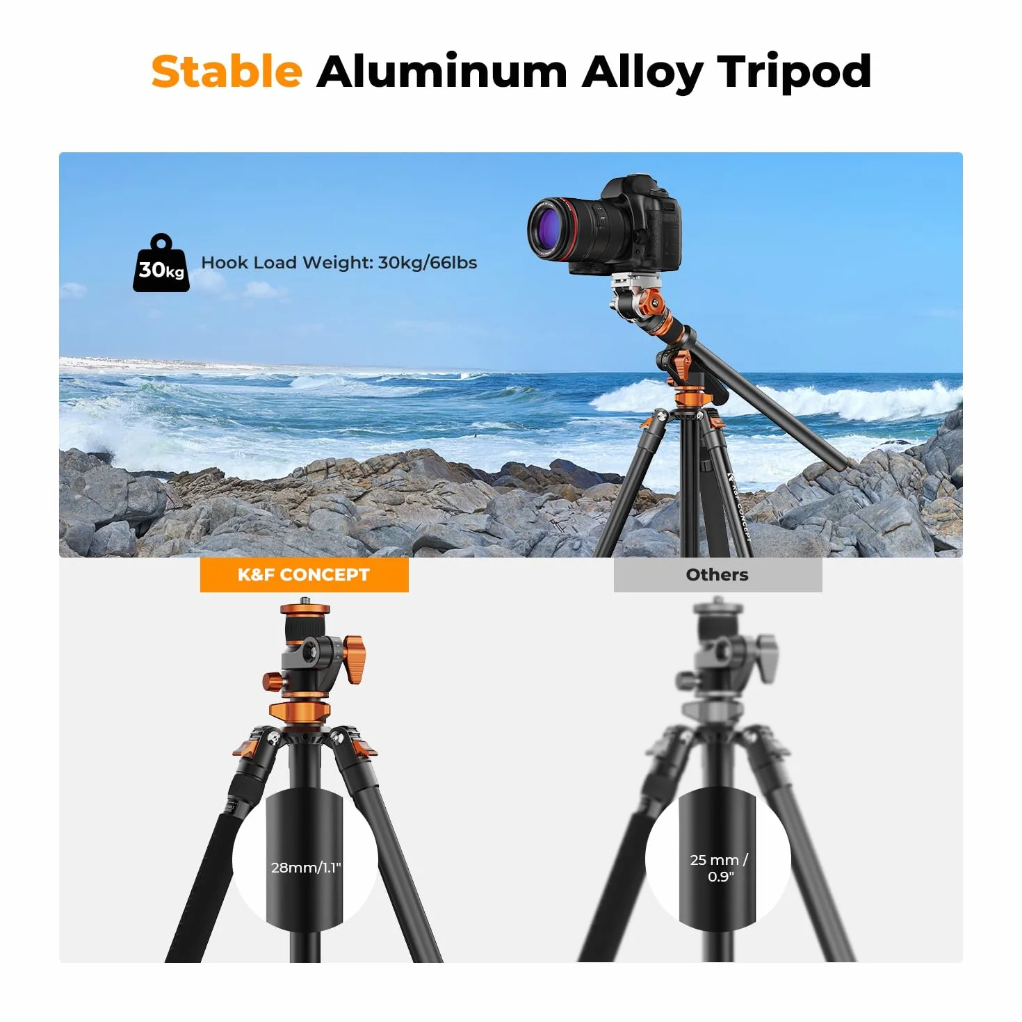 Statyw do aparatu, K&F CONCEPT statyw wideo, tripod z głowicą płynu, 231 cm statyw z kolumną środkową 90° i zdejmowanym statywem monopodowym, aluminiowy statyw podróżny T254A7+FH-03 do DSLR