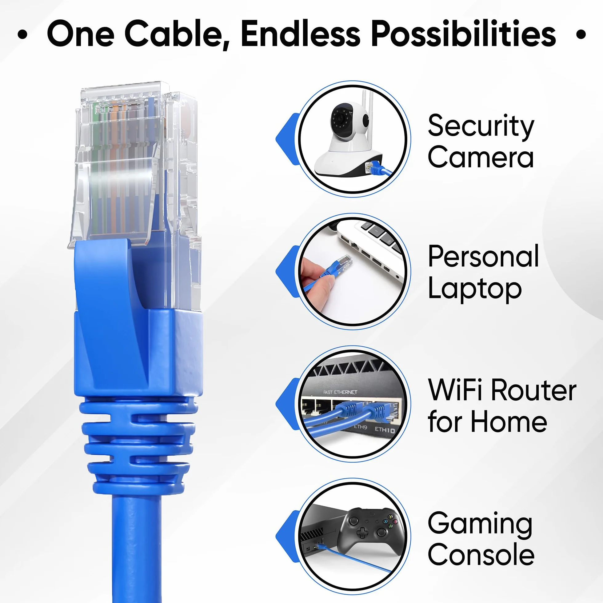Mr. Tronic 50 m Ethernet kabel sieciowy | kabel instalacyjny | CAT6, AWG24, CCA, UTP, RJ45 (50 metrów, niebieski)