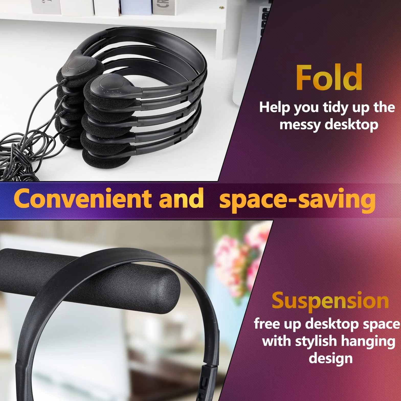 Słuchawki USB C, luzem, 25 sztuk, do klasy, szkoły, dla dzieci, słuchawki USB typu C, zestaw klasy kompatybilny z podkładkami, smartfonami, czarne (B)