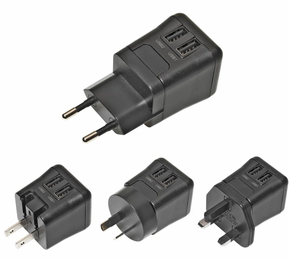 Konix Ładowarka sieciowa - Podwójna ładowarka ścienna USB - Uniwersalny adapter - kompatybilny ze smartfonem, iPhonem, iPadem, Samsung Galaxy/Note, LG itp