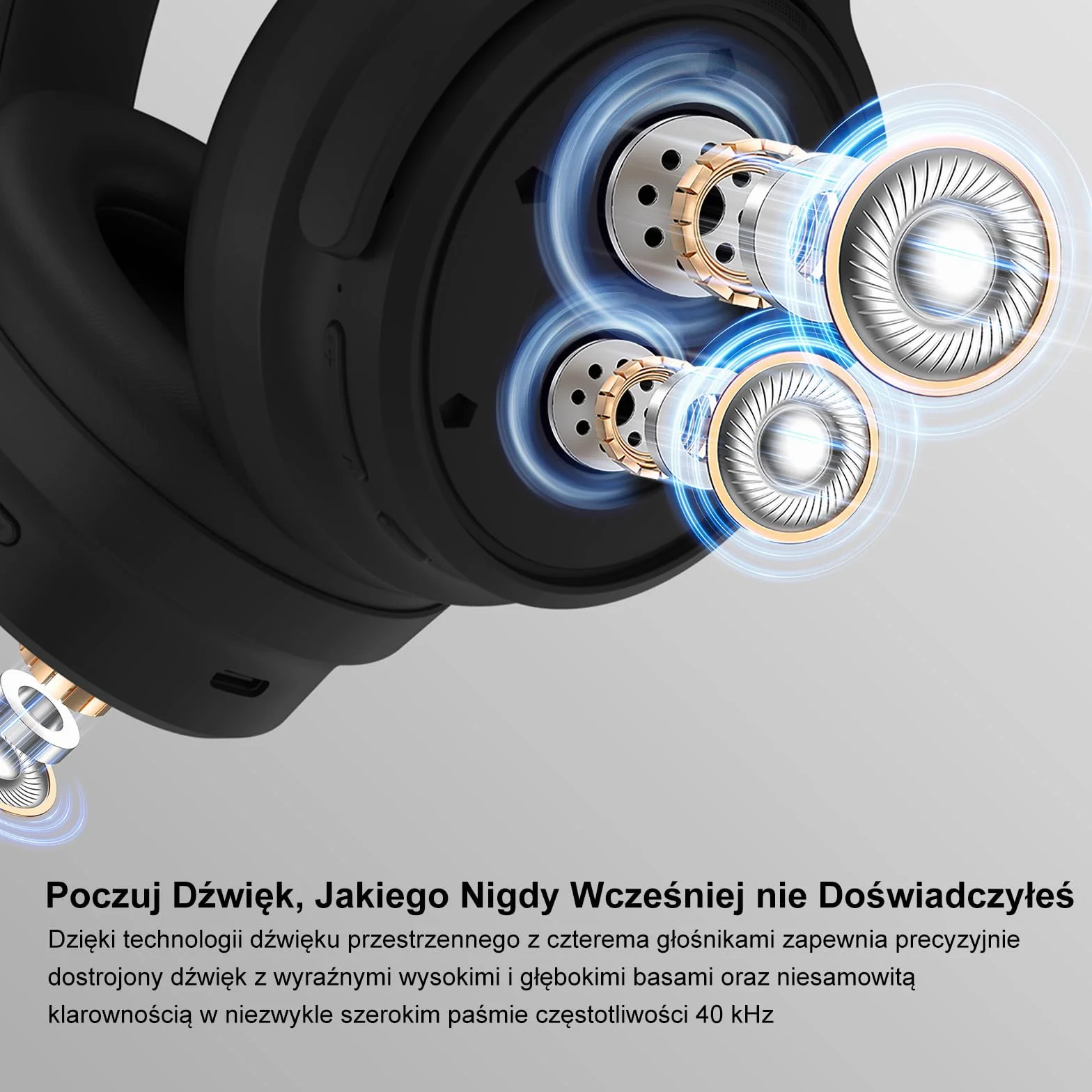 Srhythm NiceComfort 35 (2. Generacja) Hybrydowe słuchawki z redukcją szumów, bezprzewodowa technologia Bluetooth 6.0, 5 mikrofonów z funkcją ENC, przezroczystość, czas odtwarzania 140 godzin
